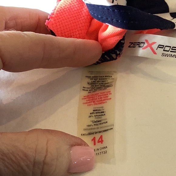 Tankini racerback top sz 14, Blue & White Floral w/accent orange - Picture 7 of 10